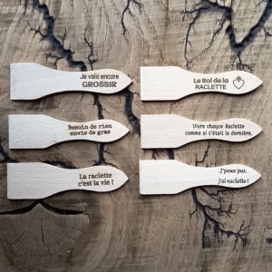 lot de 6 spatules à raclettes, "Humour"